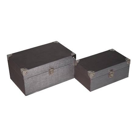 Gold Pewter Box With Chrome Corner Accent, 2PK